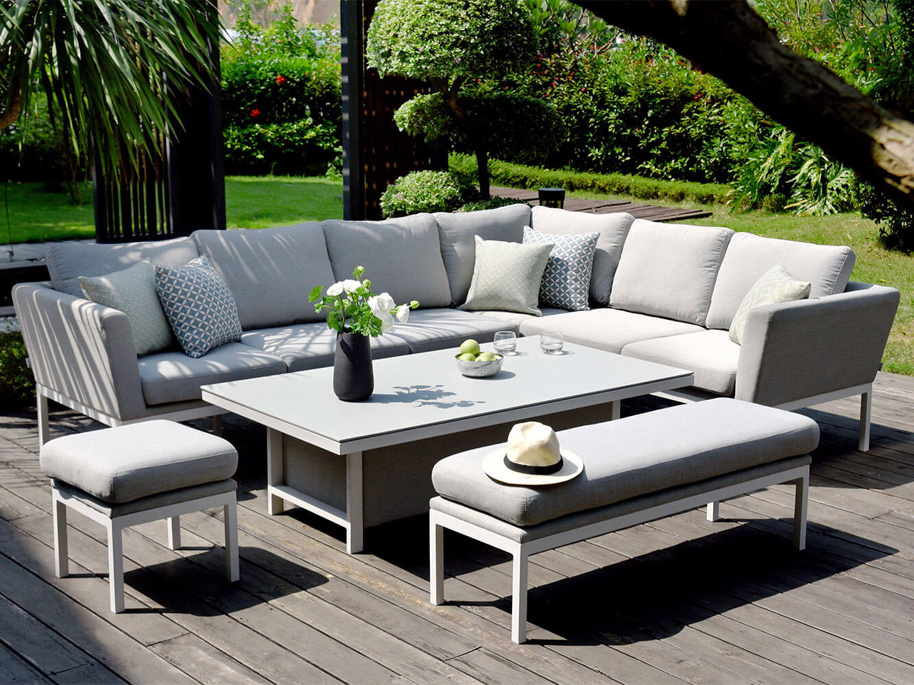 Conjunto de Jantar de Canto com Mesa Elevatória Argenta Conjunto de Jantar de Canto com Mesa Elevatória Argenta